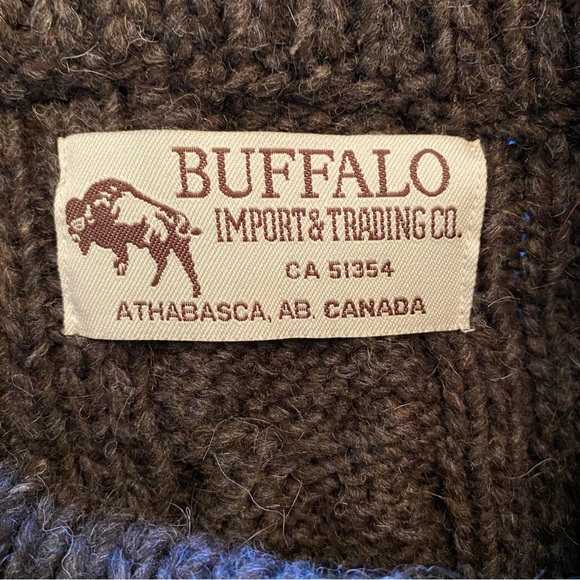 Buffalo Imports Trading Co wool cable knit sweater Athabasca AB. Canada handmade - Picture 13 of 15